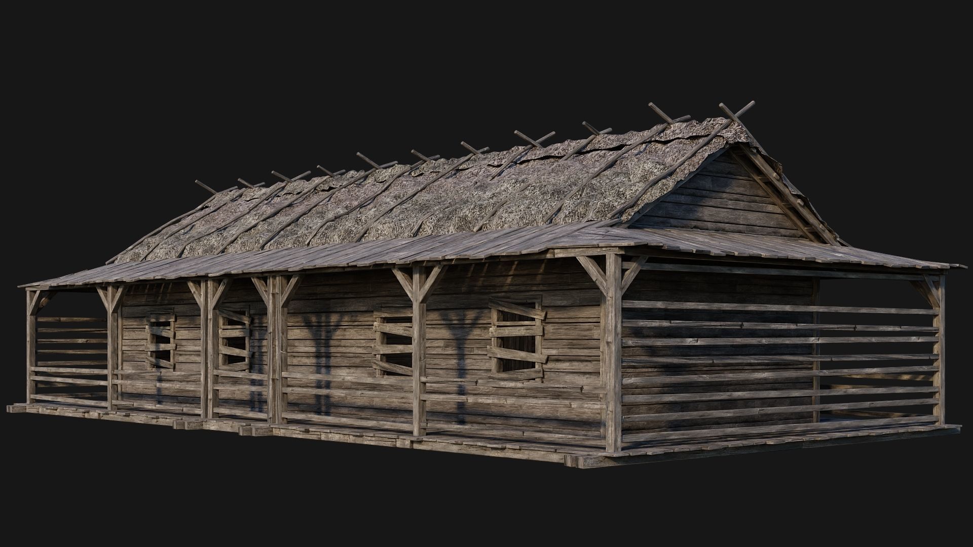 213-214-215-216 Old Medieval Houses Pack 4K Textures Low-poly 3D model_20