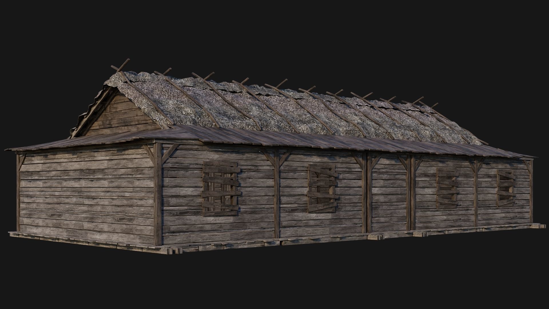 213-214-215-216 Old Medieval Houses Pack 4K Textures Low-poly 3D model_27