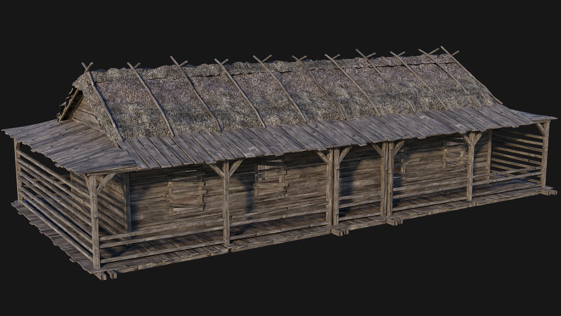 213-214-215-216 Old Medieval Houses Pack 4K Textures Low-poly 3D model_24