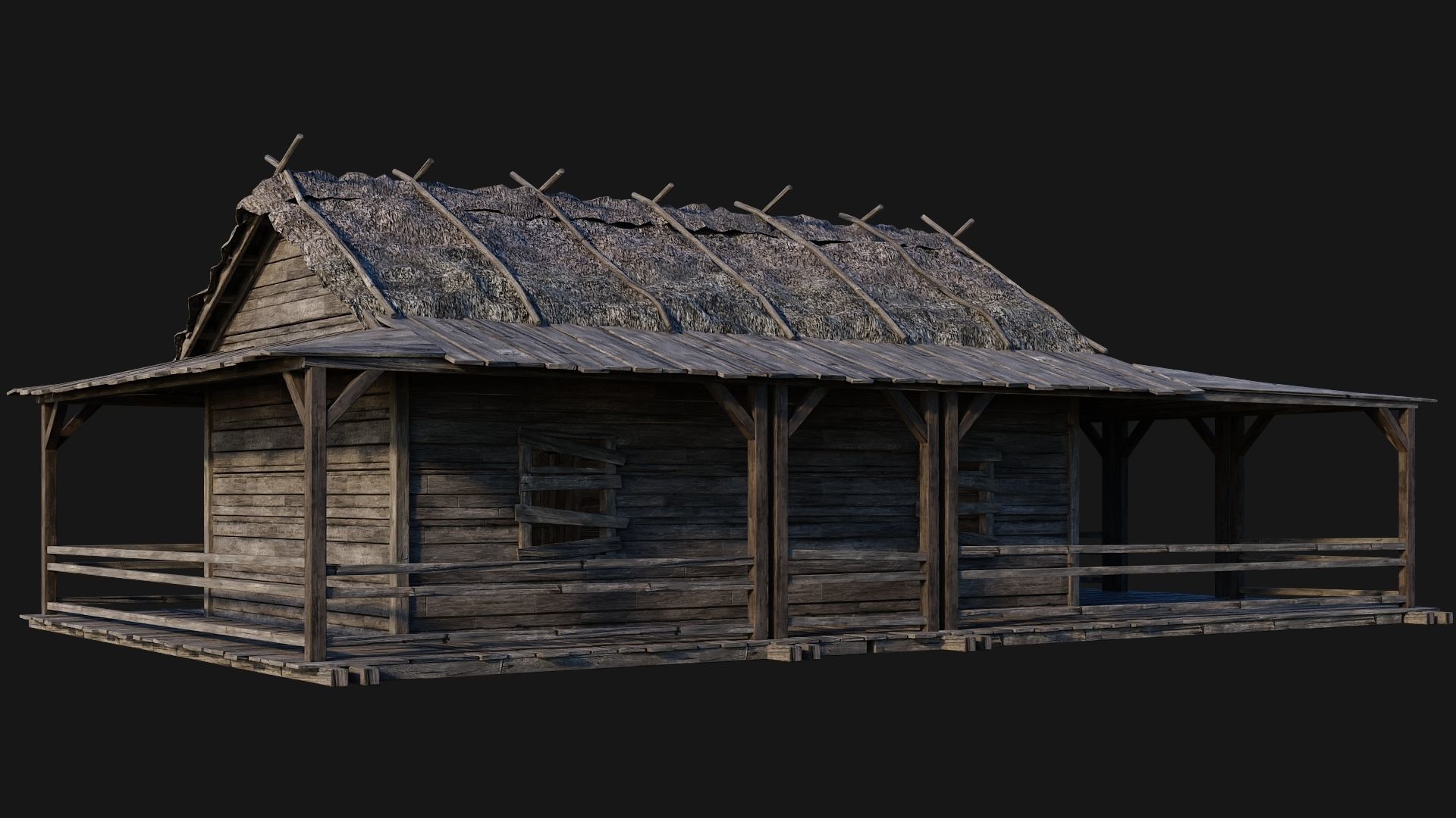213-214-215-216 Old Medieval Houses Pack 4K Textures Low-poly 3D model_35