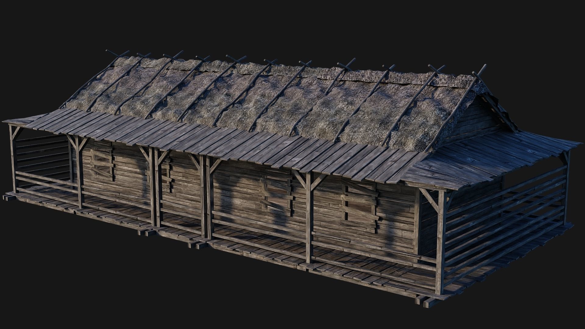 213-214-215-216 Old Medieval Houses Pack 4K Textures Low-poly 3D model_17