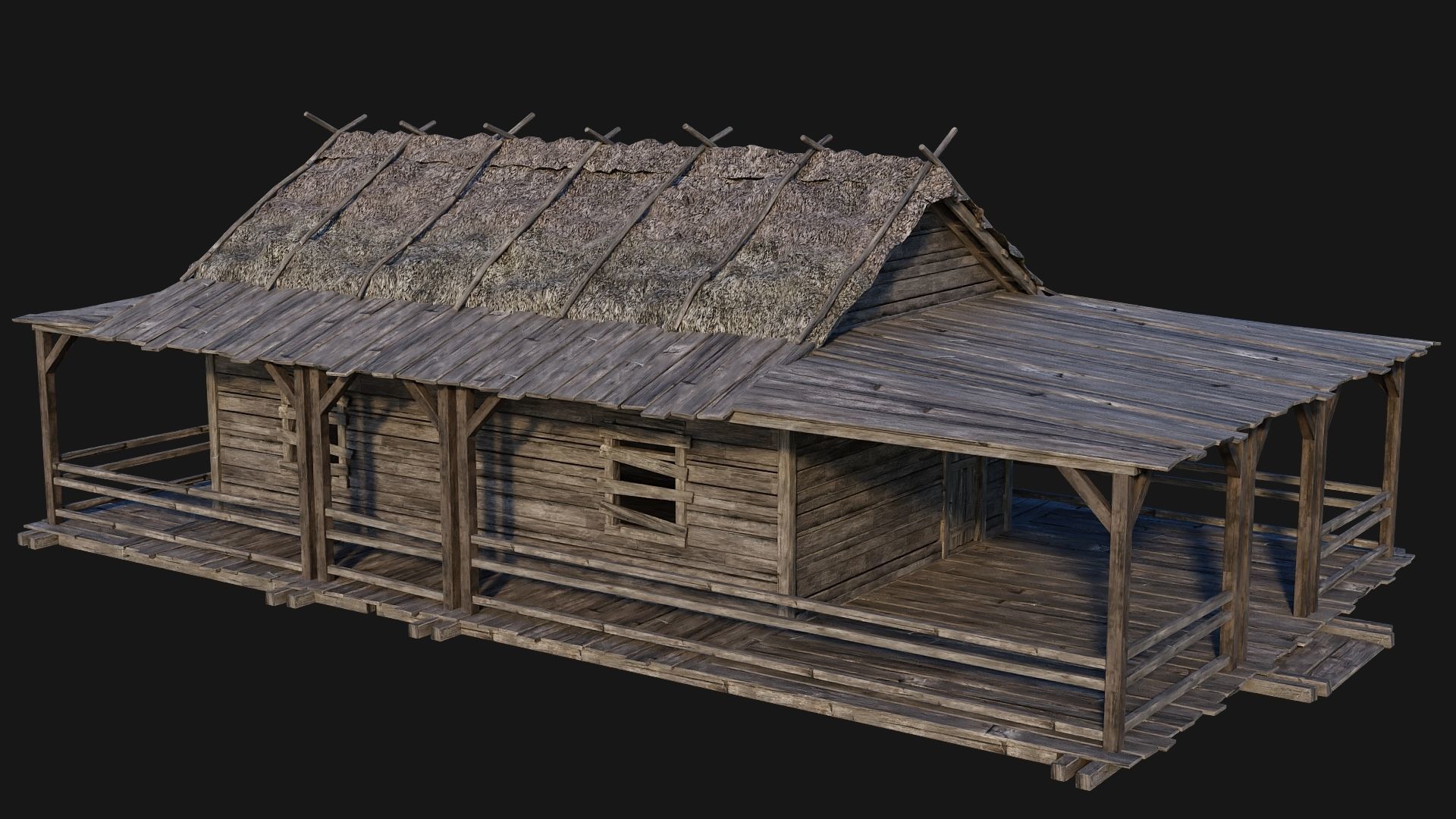 213-214-215-216 Old Medieval Houses Pack 4K Textures Low-poly 3D model_33