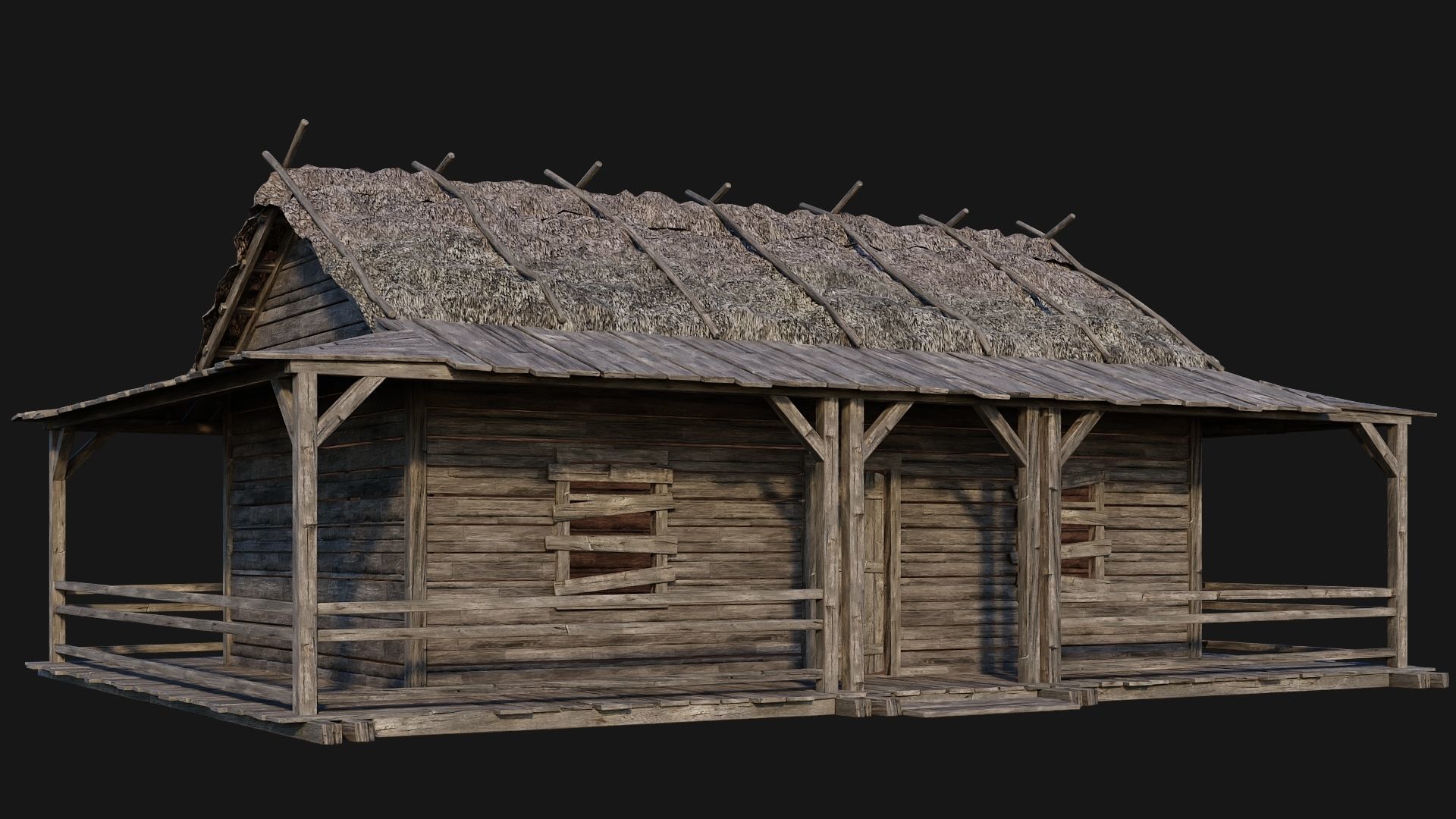213-214-215-216 Old Medieval Houses Pack 4K Textures Low-poly 3D model_1