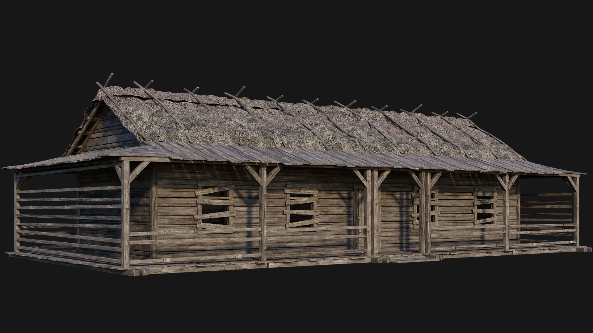 213-214-215-216 Old Medieval Houses Pack 4K Textures Low-poly 3D model_2