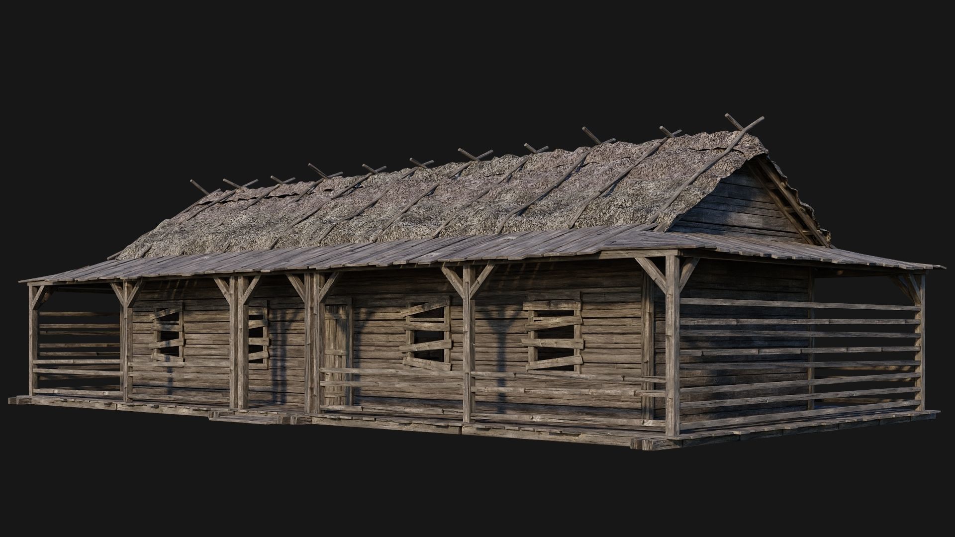 213-214-215-216 Old Medieval Houses Pack 4K Textures Low-poly 3D model_18