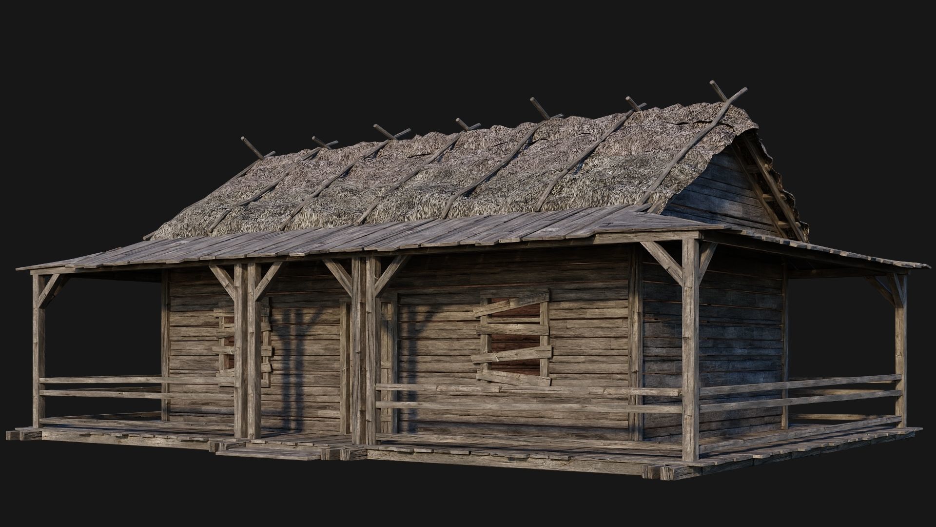 213-214-215-216 Old Medieval Houses Pack 4K Textures Low-poly 3D model_11
