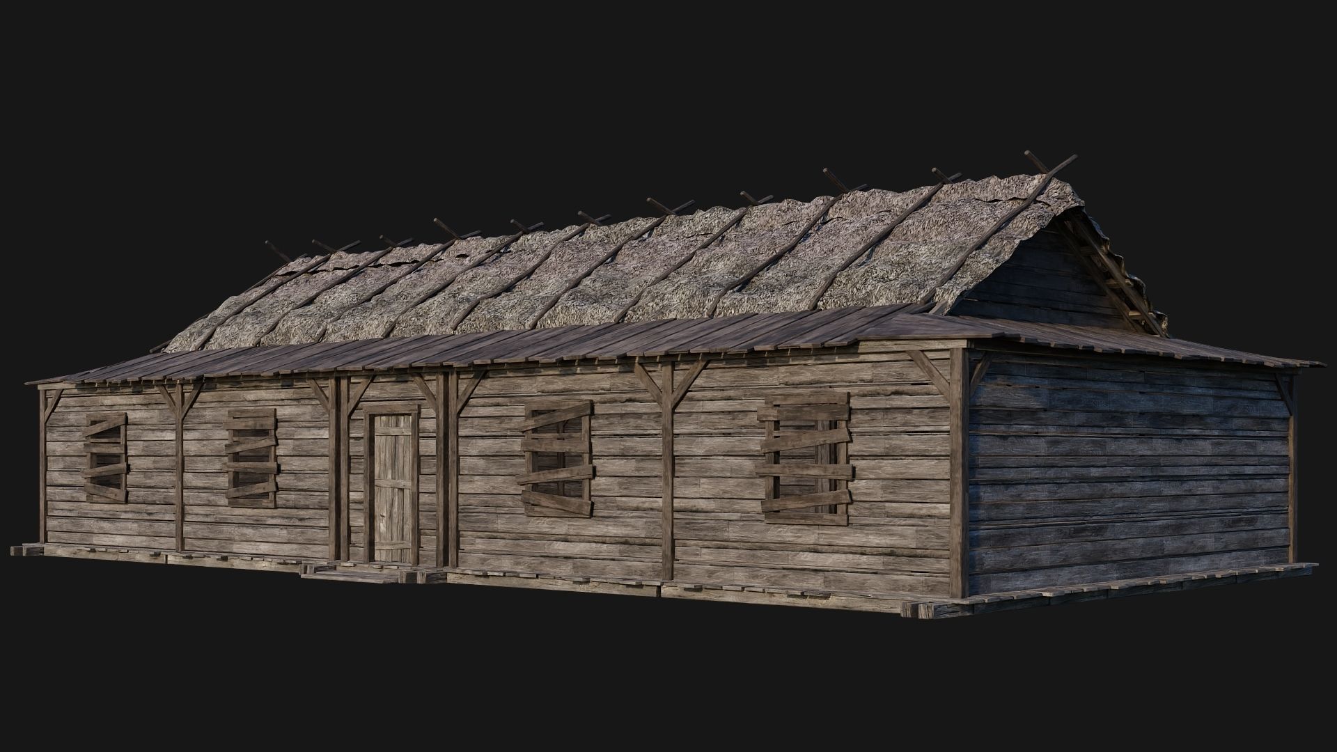 213-214-215-216 Old Medieval Houses Pack 4K Textures Low-poly 3D model_26
