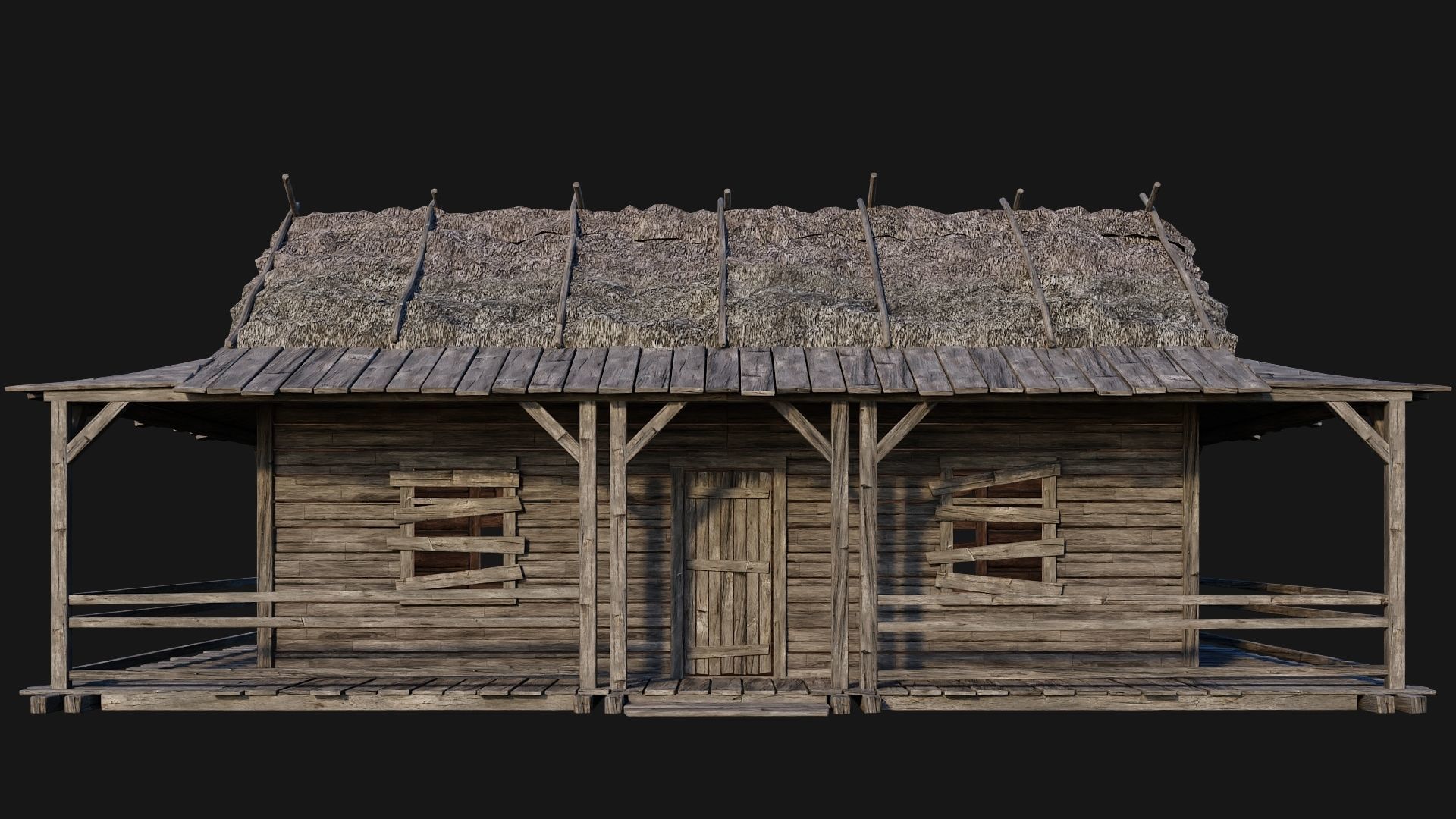 213-214-215-216 Old Medieval Houses Pack 4K Textures Low-poly 3D model_9