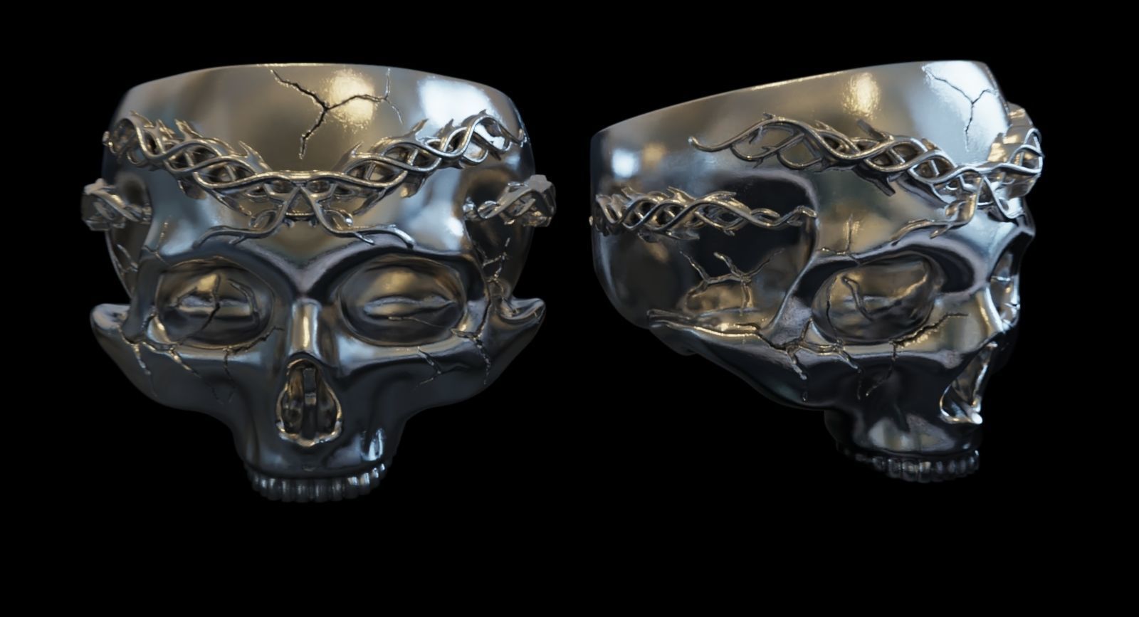 Skull Ring NO8 3D print model_4