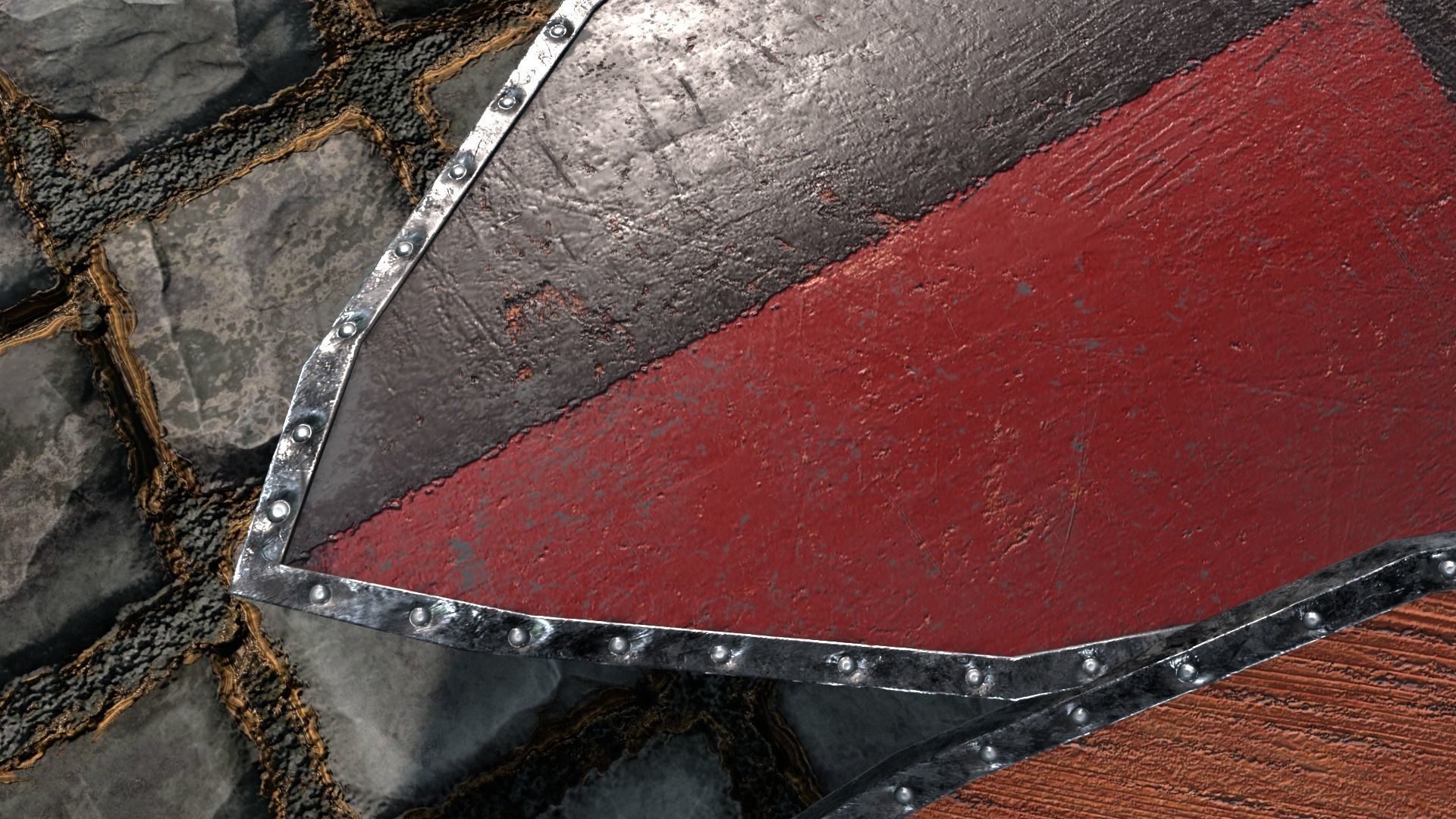 Medieval round shield with coat of arms 9 Low-poly 3D model_8