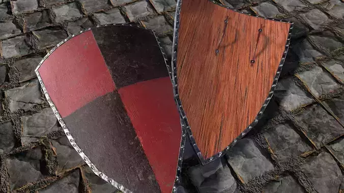Medieval round shield with coat of arms 9 Low-poly 3D model
