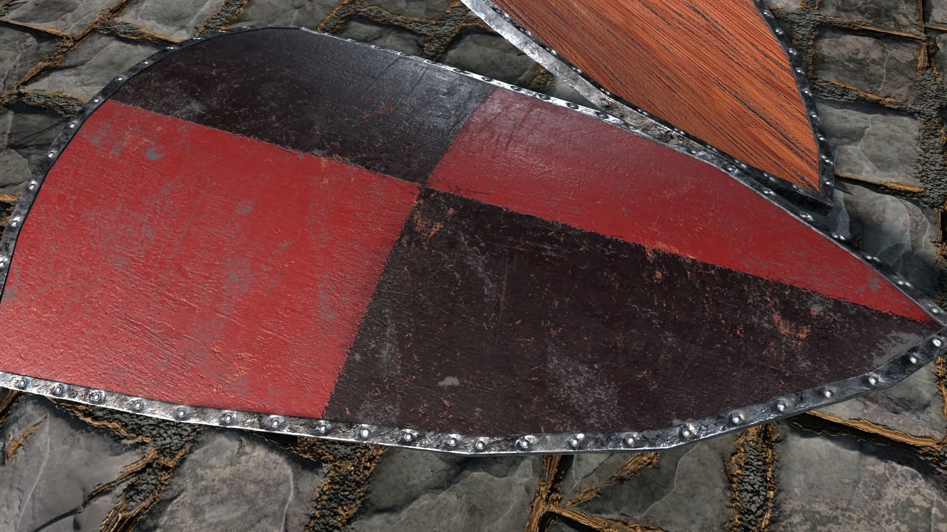 Medieval round shield with coat of arms 9 Low-poly 3D model_4