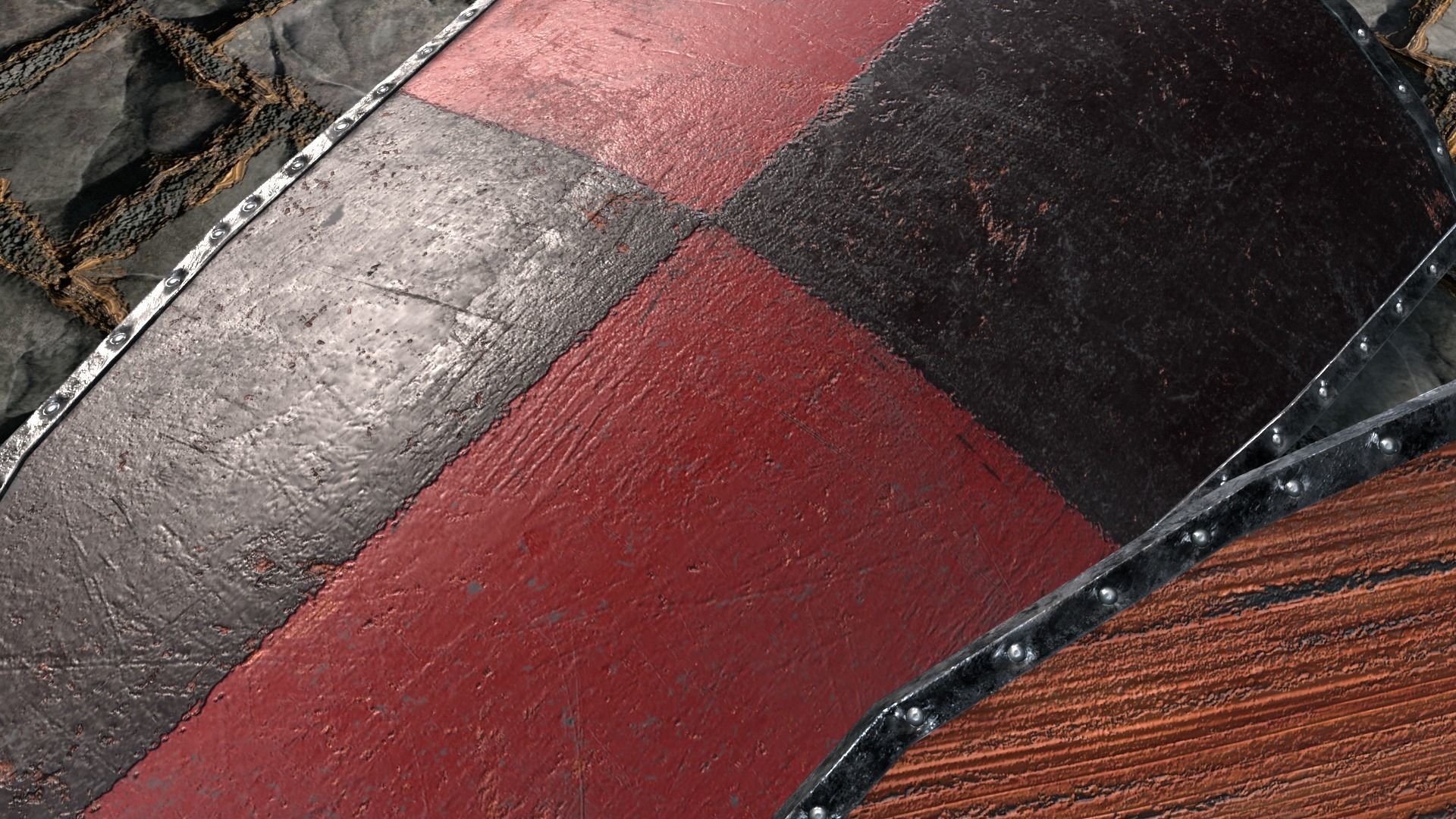 Medieval round shield with coat of arms 9 Low-poly 3D model_6