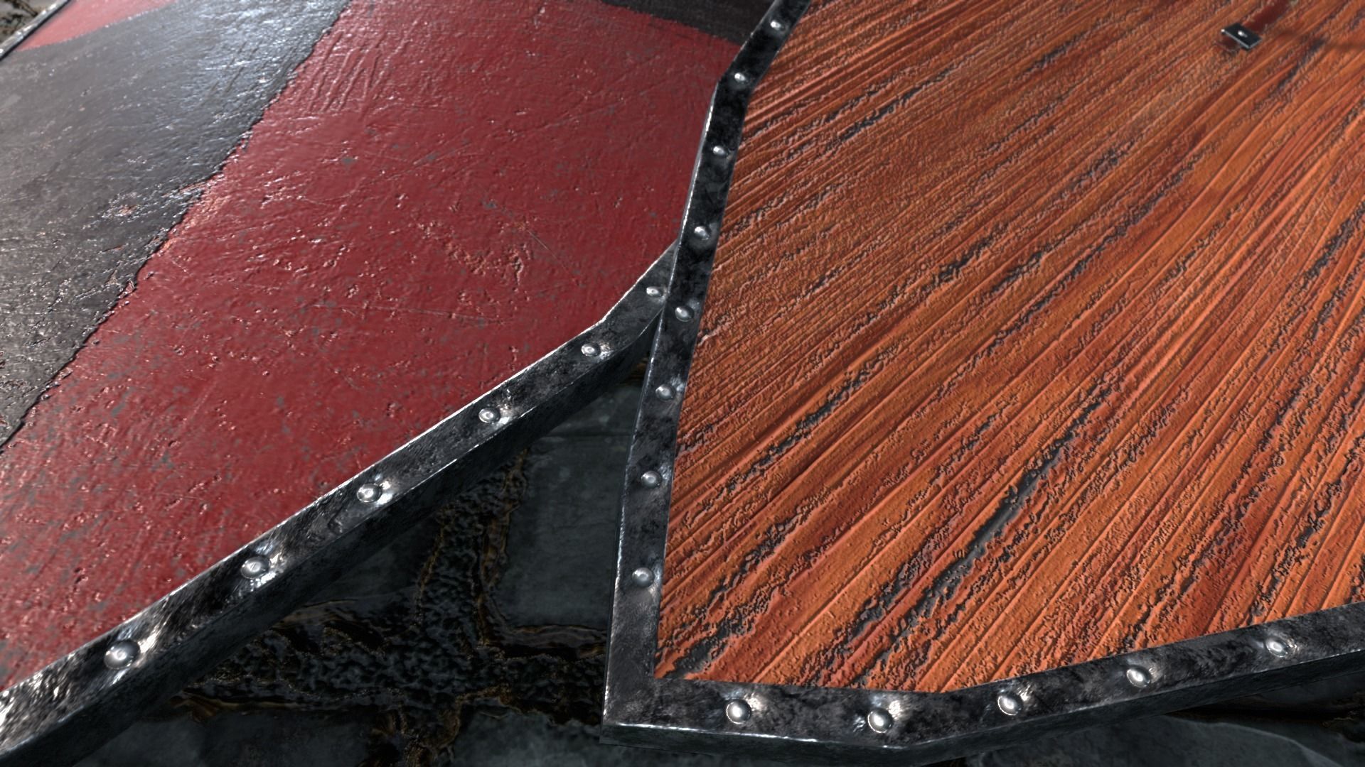 Medieval round shield with coat of arms 9 Low-poly 3D model_3