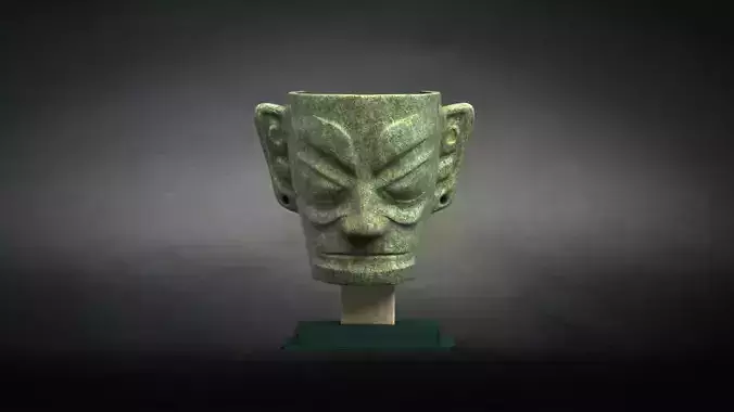 Sanxingdui ancient sacrificial mask civilization bronze  3D model