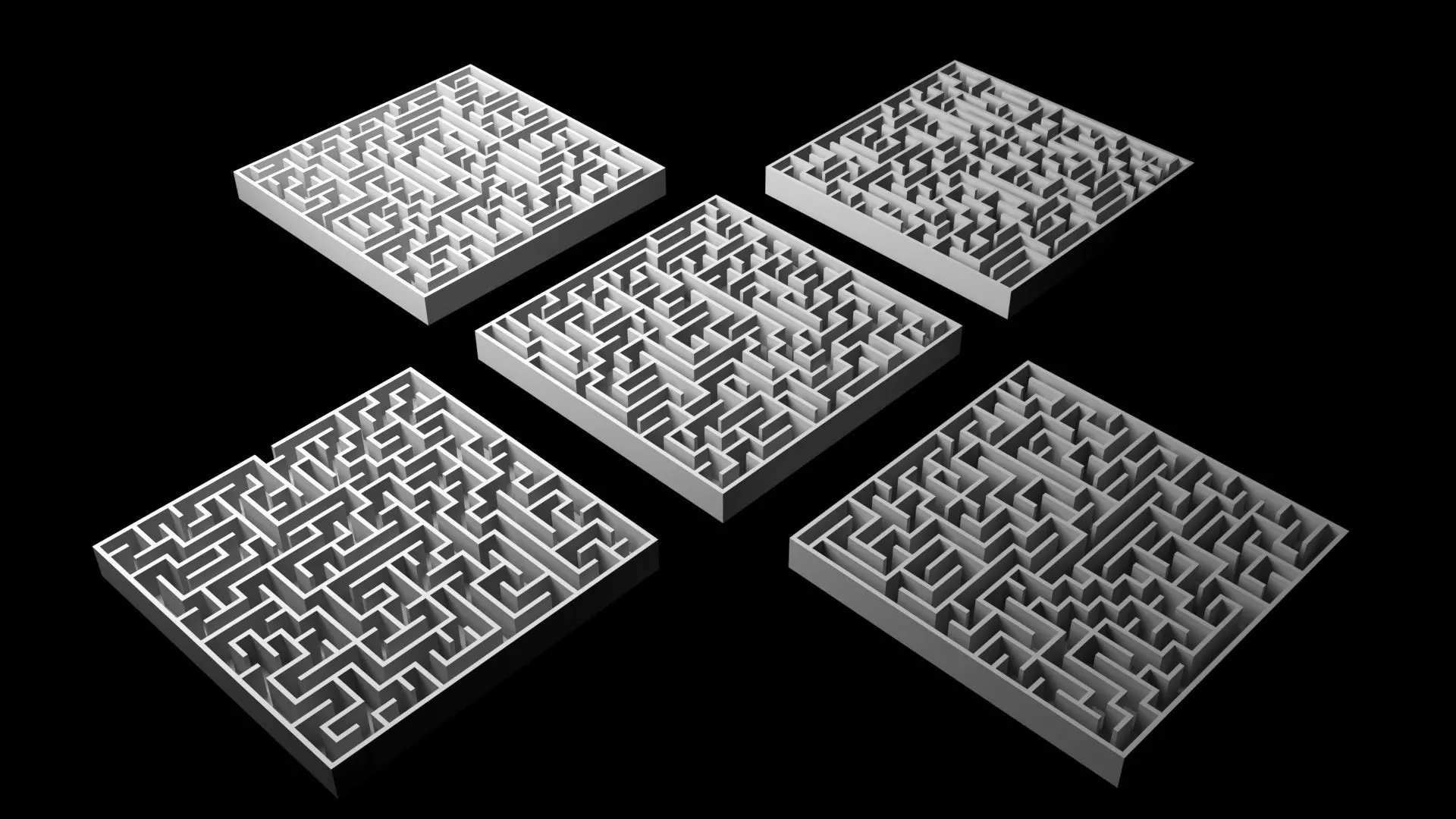 Square Mazes Low-poly 3D model