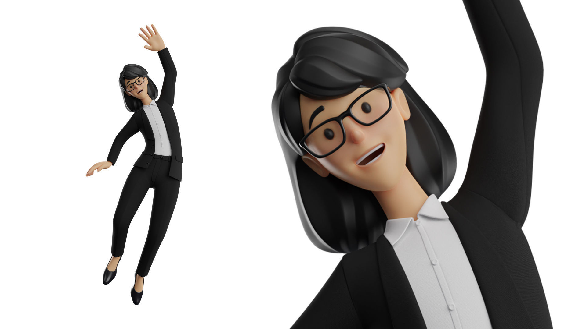 Business Office Secretary Woman Character Rigged Low-poly 3D model_31