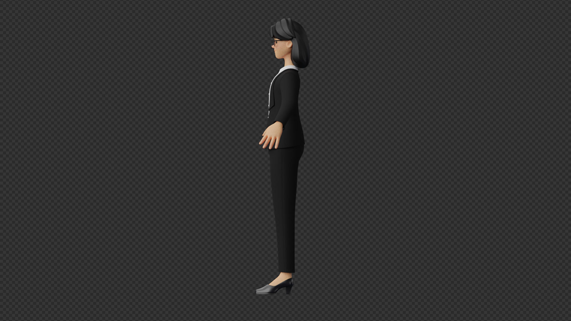 Business Office Secretary Woman Character Rigged Low-poly 3D model_16