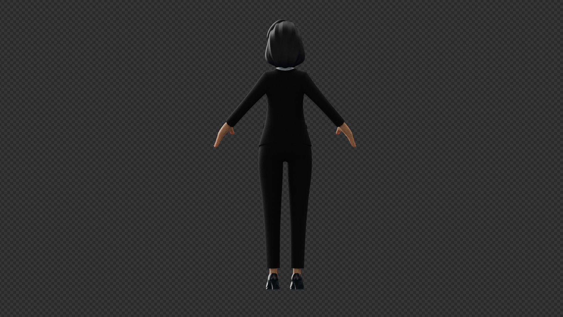 Business Office Secretary Woman Character Rigged Low-poly 3D model_19