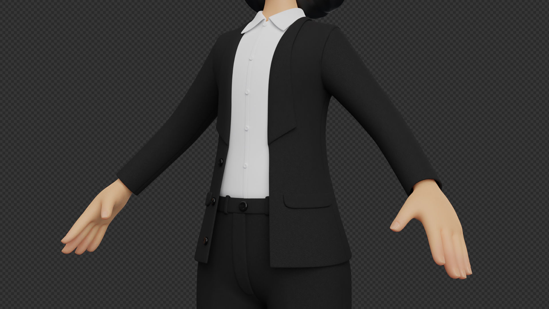 Business Office Secretary Woman Character Rigged Low-poly 3D model_21