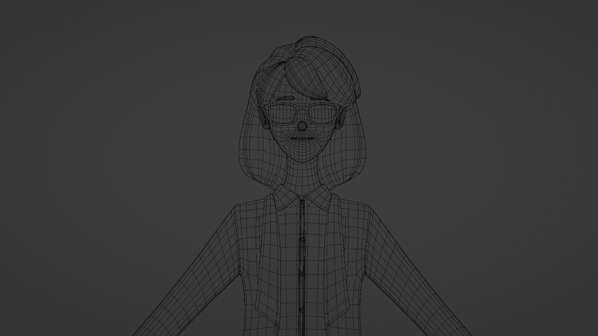 Business Office Secretary Woman Character Rigged Low-poly 3D model_28