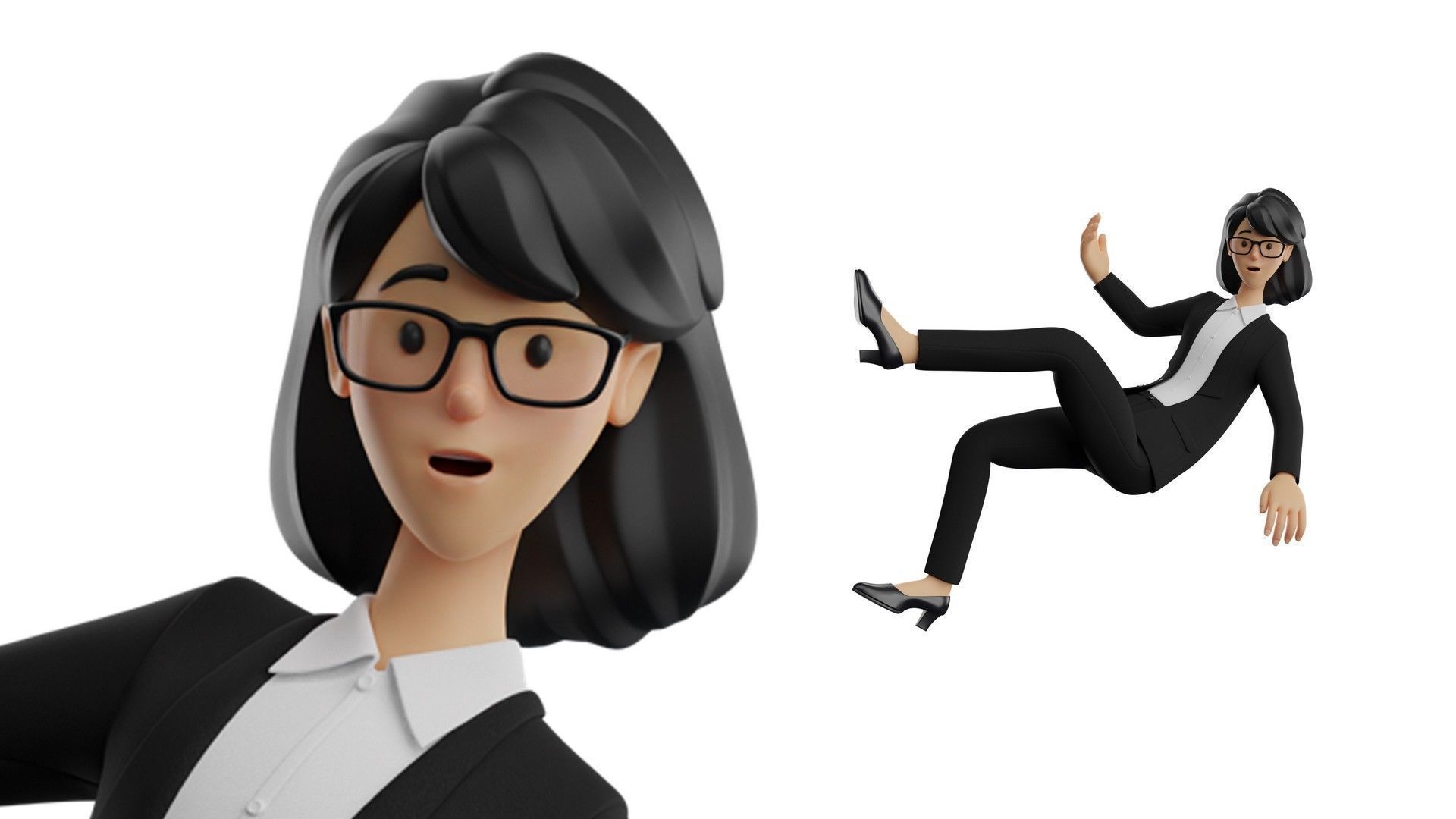 Business Office Secretary Woman Character Rigged Low-poly 3D model_22