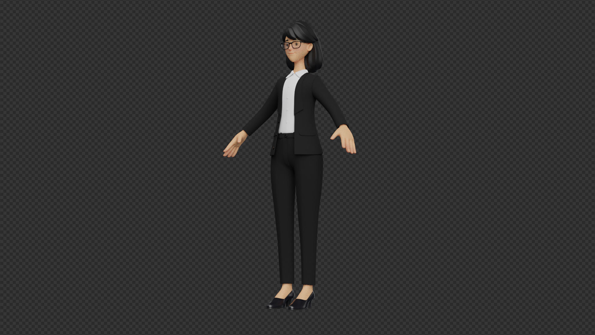 Business Office Secretary Woman Character Rigged Low-poly 3D model_15