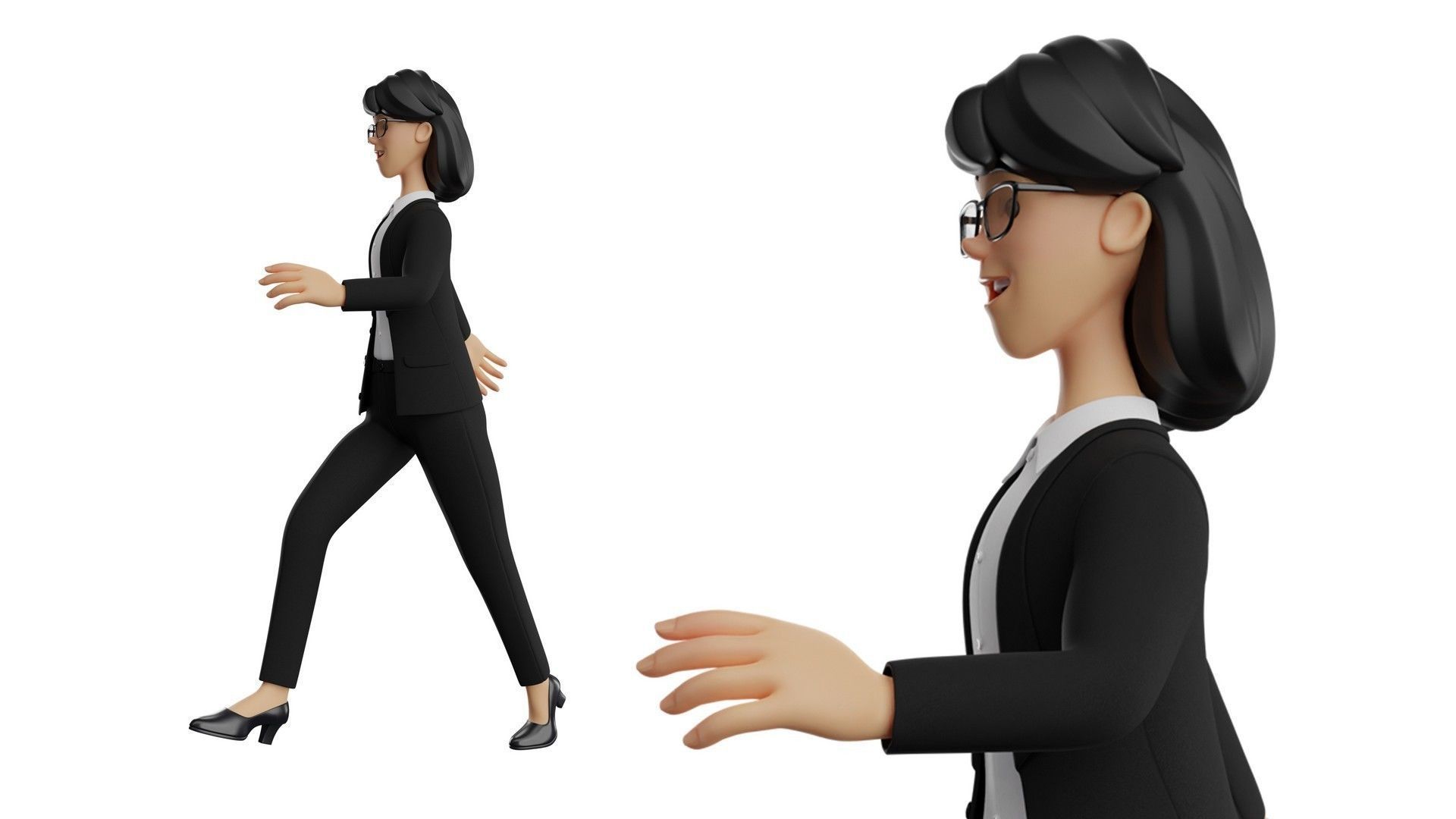 Business Office Secretary Woman Character Rigged Low-poly 3D model_30