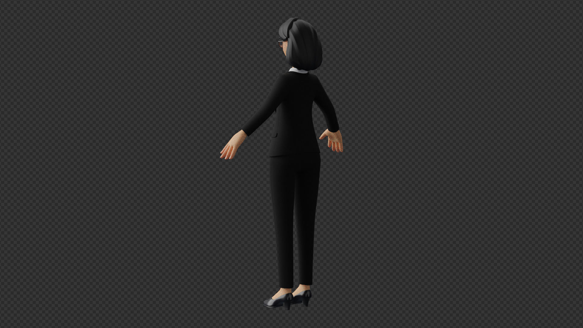 Business Office Secretary Woman Character Rigged Low-poly 3D model_18