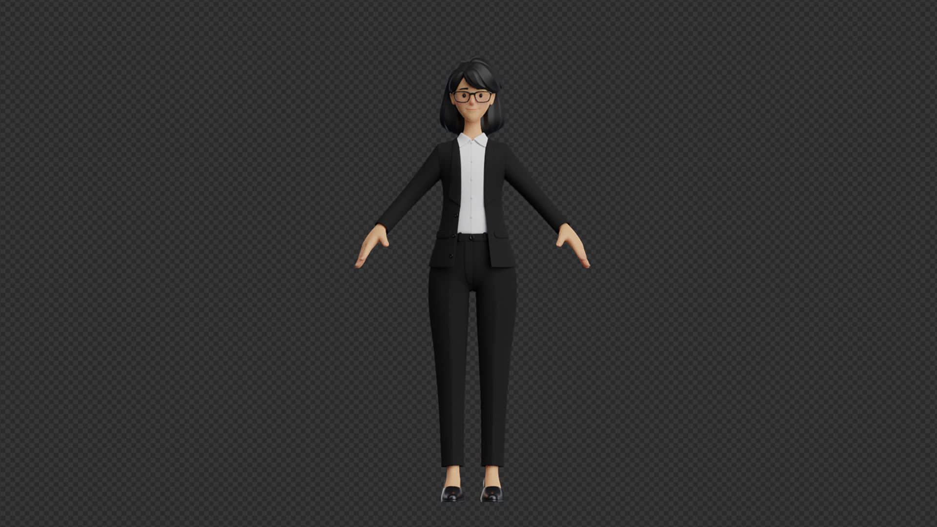 Business Office Secretary Woman Character Rigged Low-poly 3D model_17