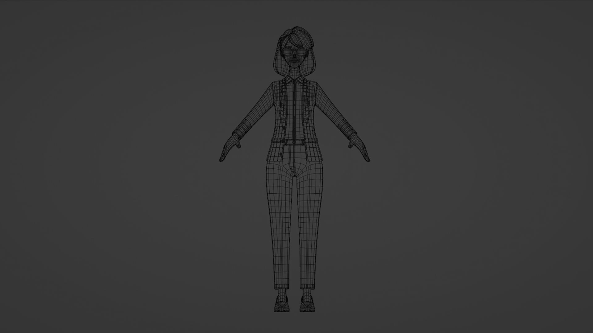 Business Office Secretary Woman Character Rigged Low-poly 3D model_23