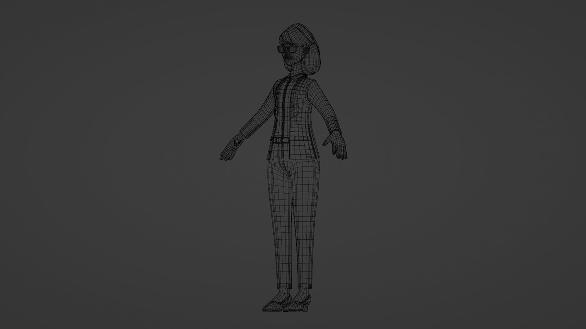 Business Office Secretary Woman Character Rigged Low-poly 3D model_27