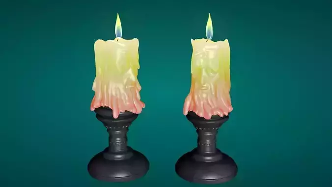 Candle sculptures burning old people household items 3D model