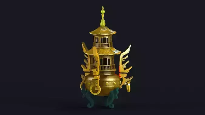 Bagua Copper Furnace alchemy furnace three-legged furnace tripod 3D model