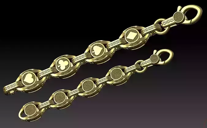 chain or bracelet with Playing cards and suits two options