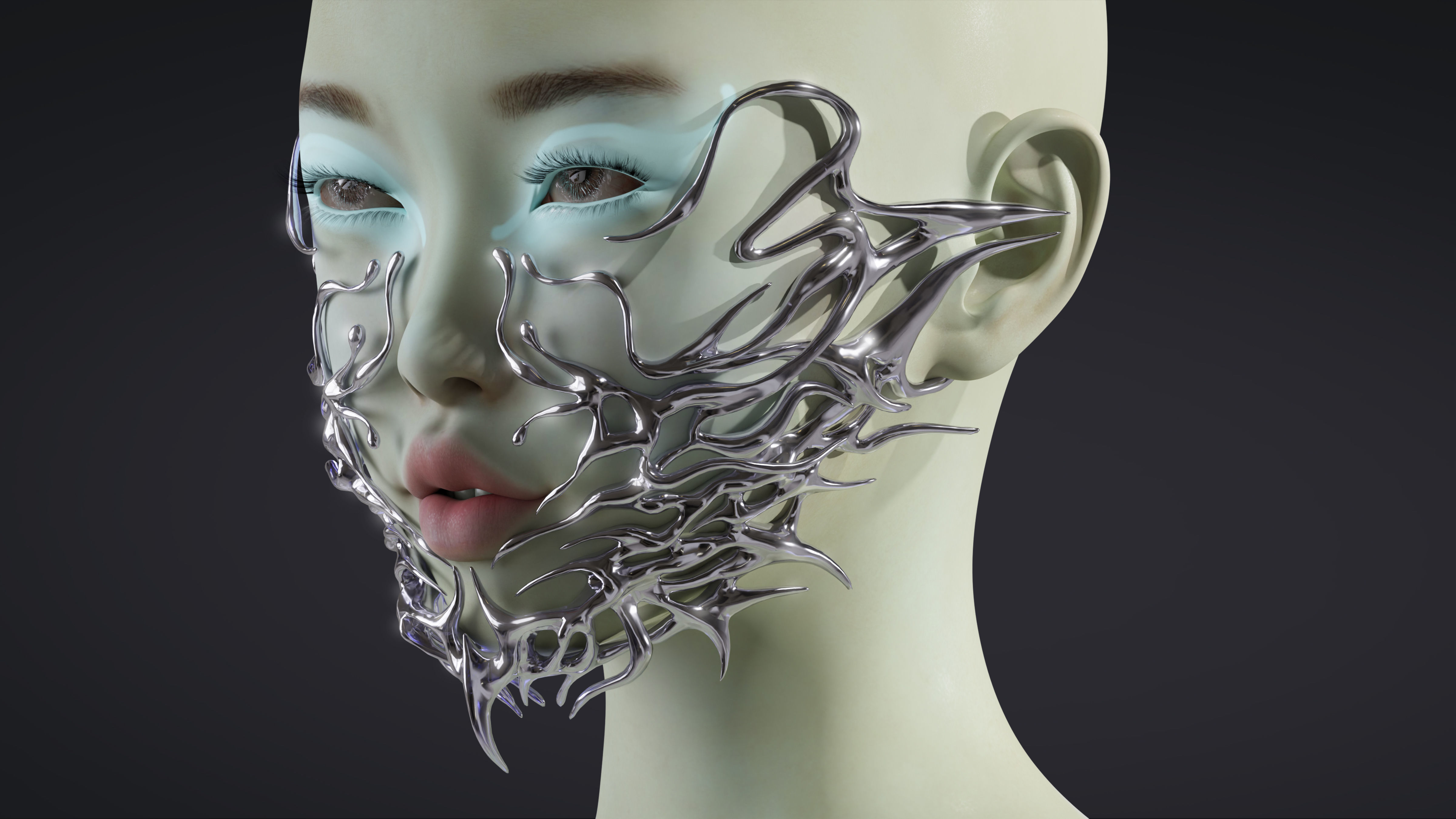 Chrome mask  3D model_2