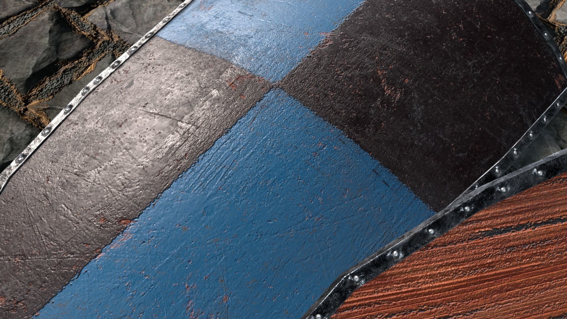 Medieval round shield with coat of arms 10 Low-poly 3D model_6