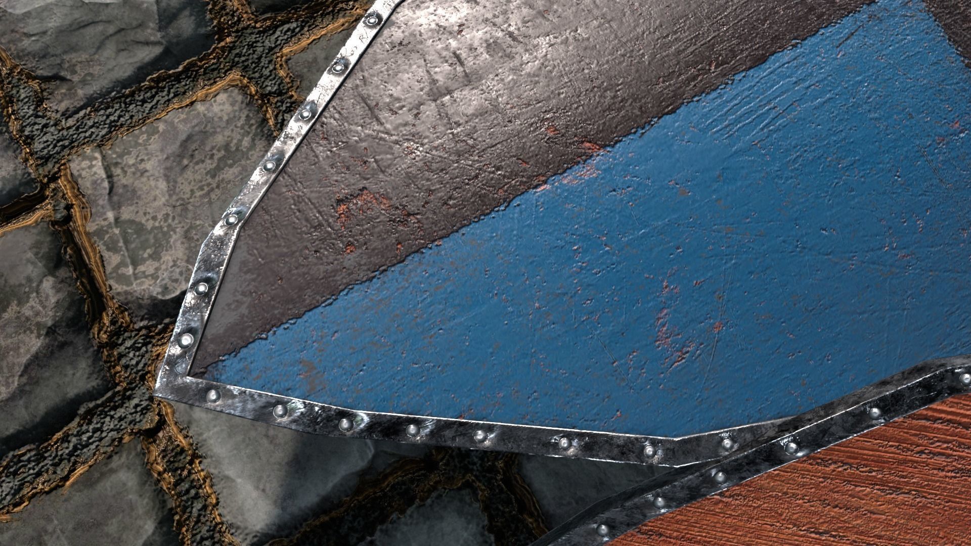 Medieval round shield with coat of arms 10 Low-poly 3D model_8