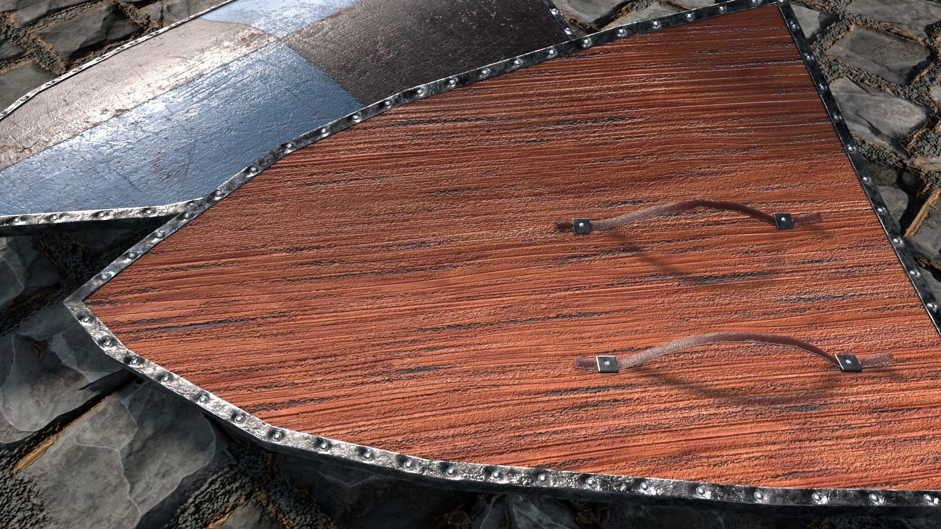 Medieval round shield with coat of arms 10 Low-poly 3D model_2