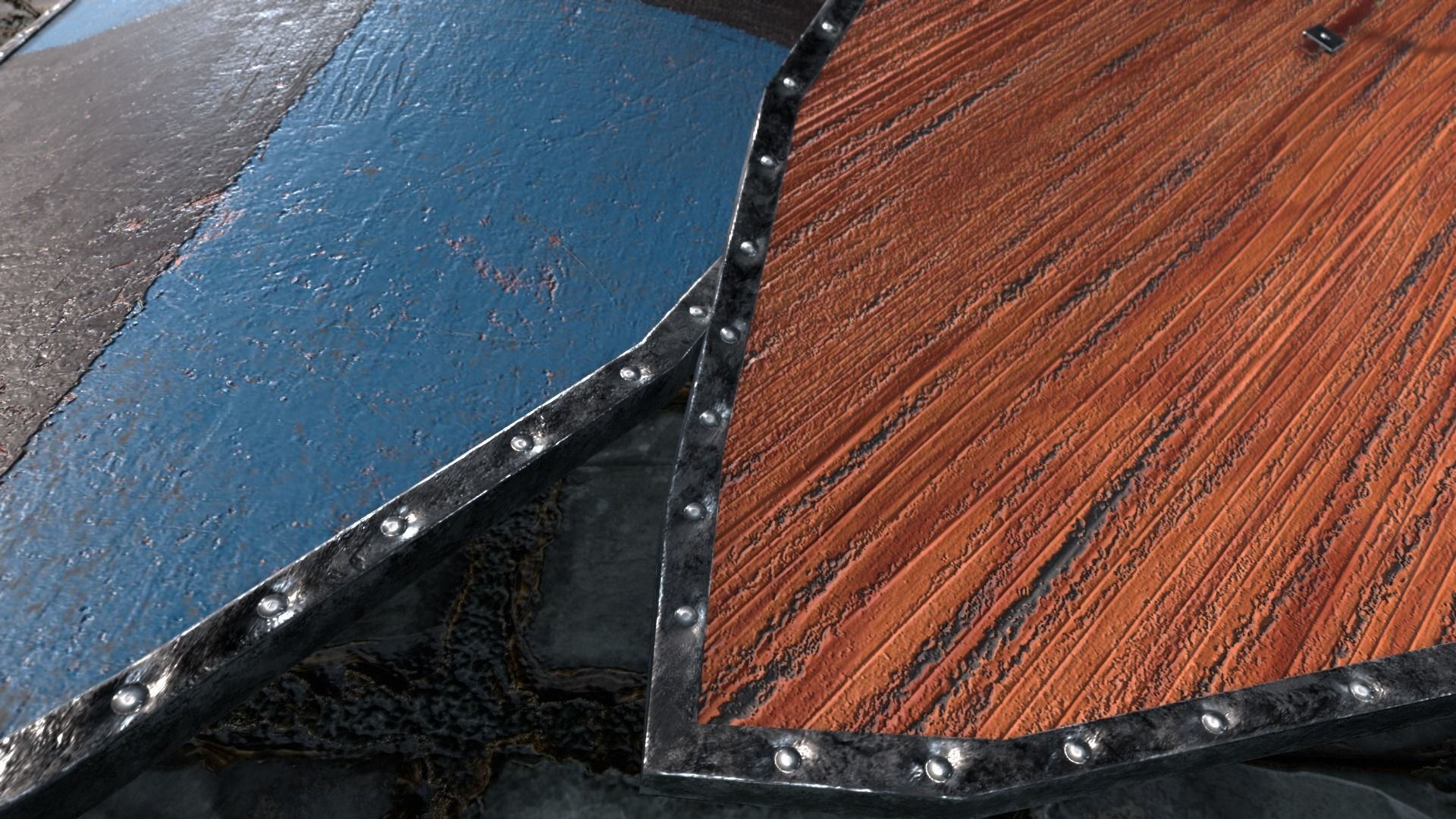 Medieval round shield with coat of arms 10 Low-poly 3D model_4