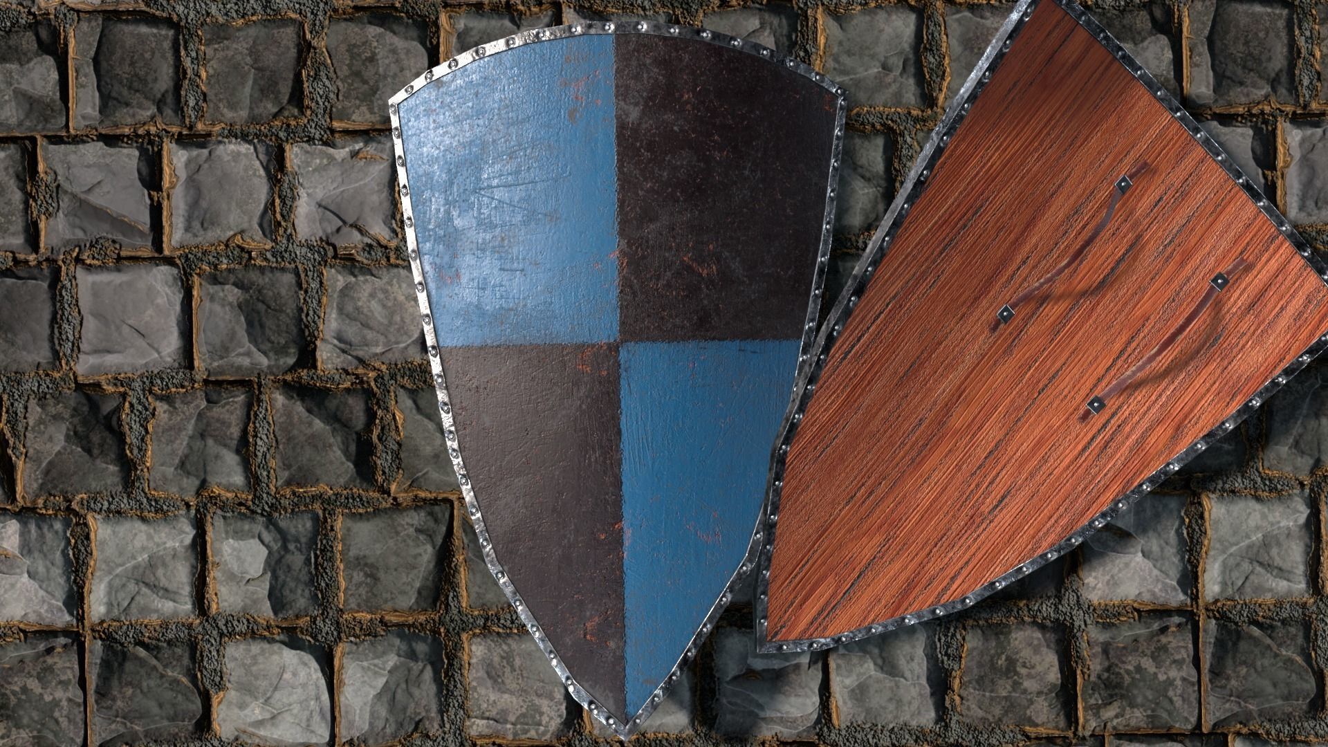 Medieval round shield with coat of arms 10 Low-poly 3D model_1