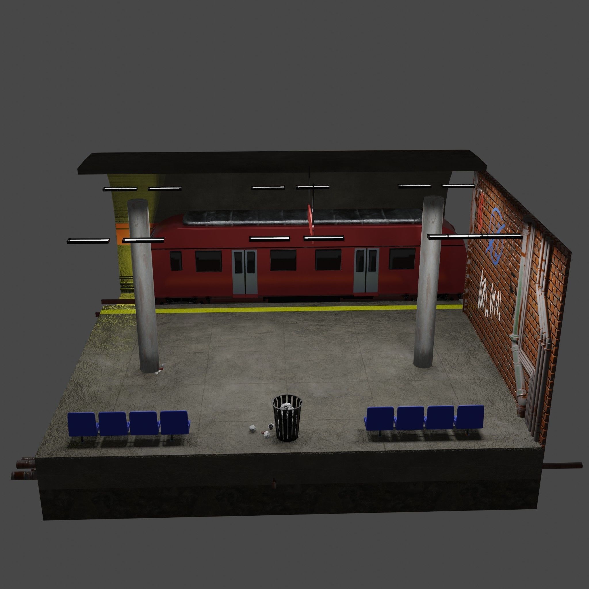 Subway isometric station 3D model_1