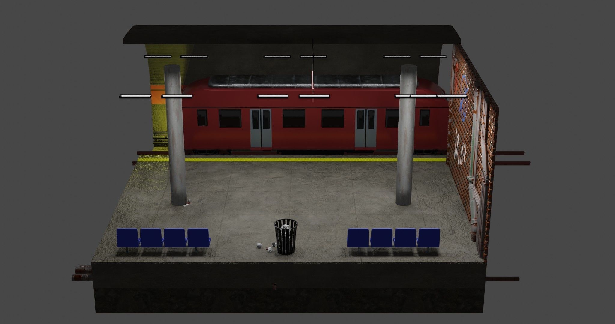 Subway isometric station 3D model_2