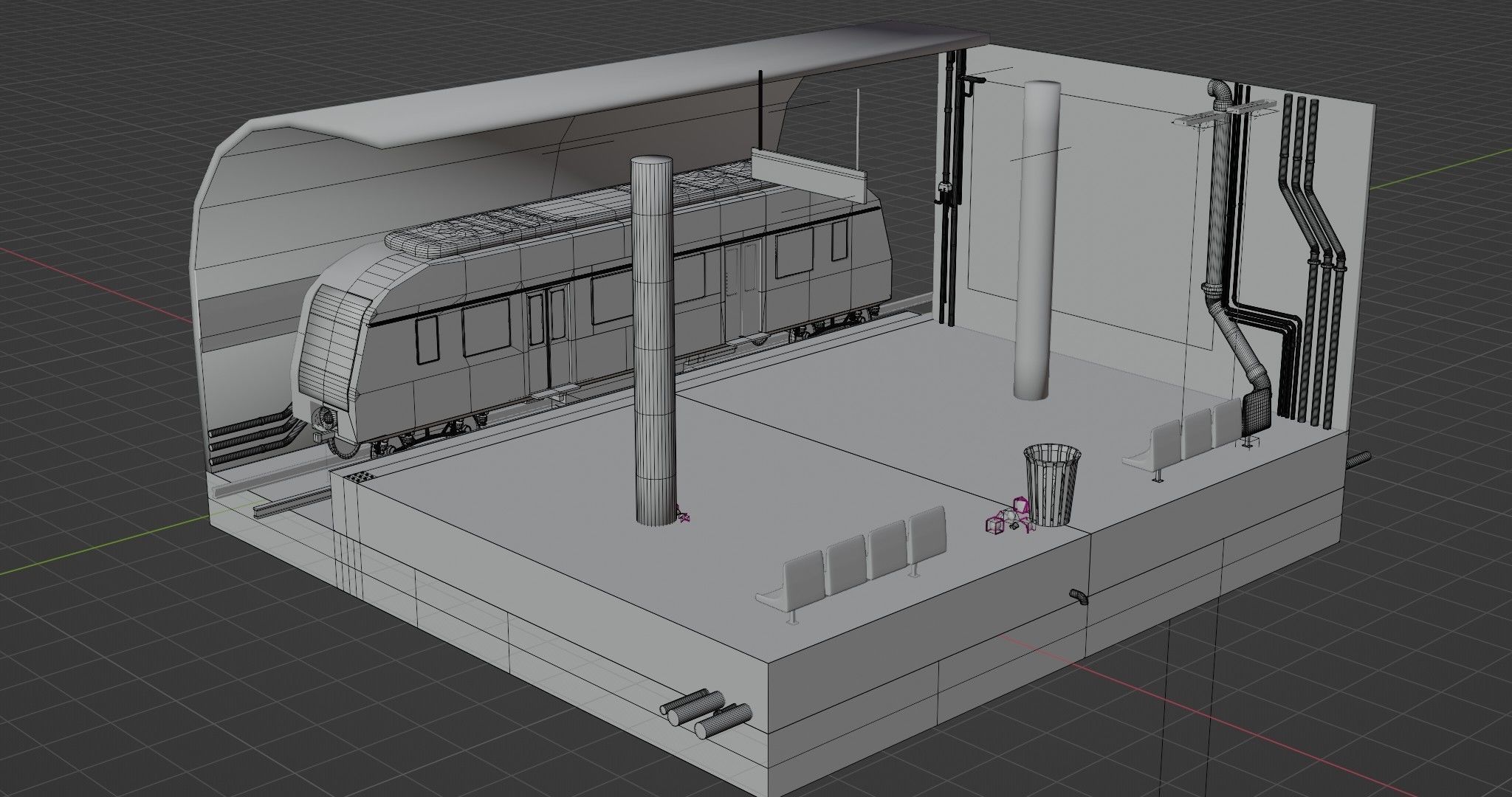 Subway isometric station 3D model_5