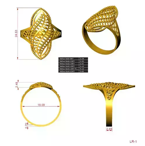 gold ring 22k light weight