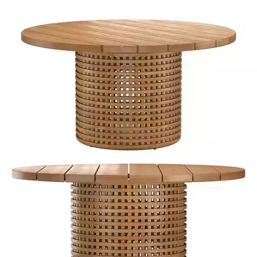 TRELICA TEAK ROUND DINING TABLE 3D model