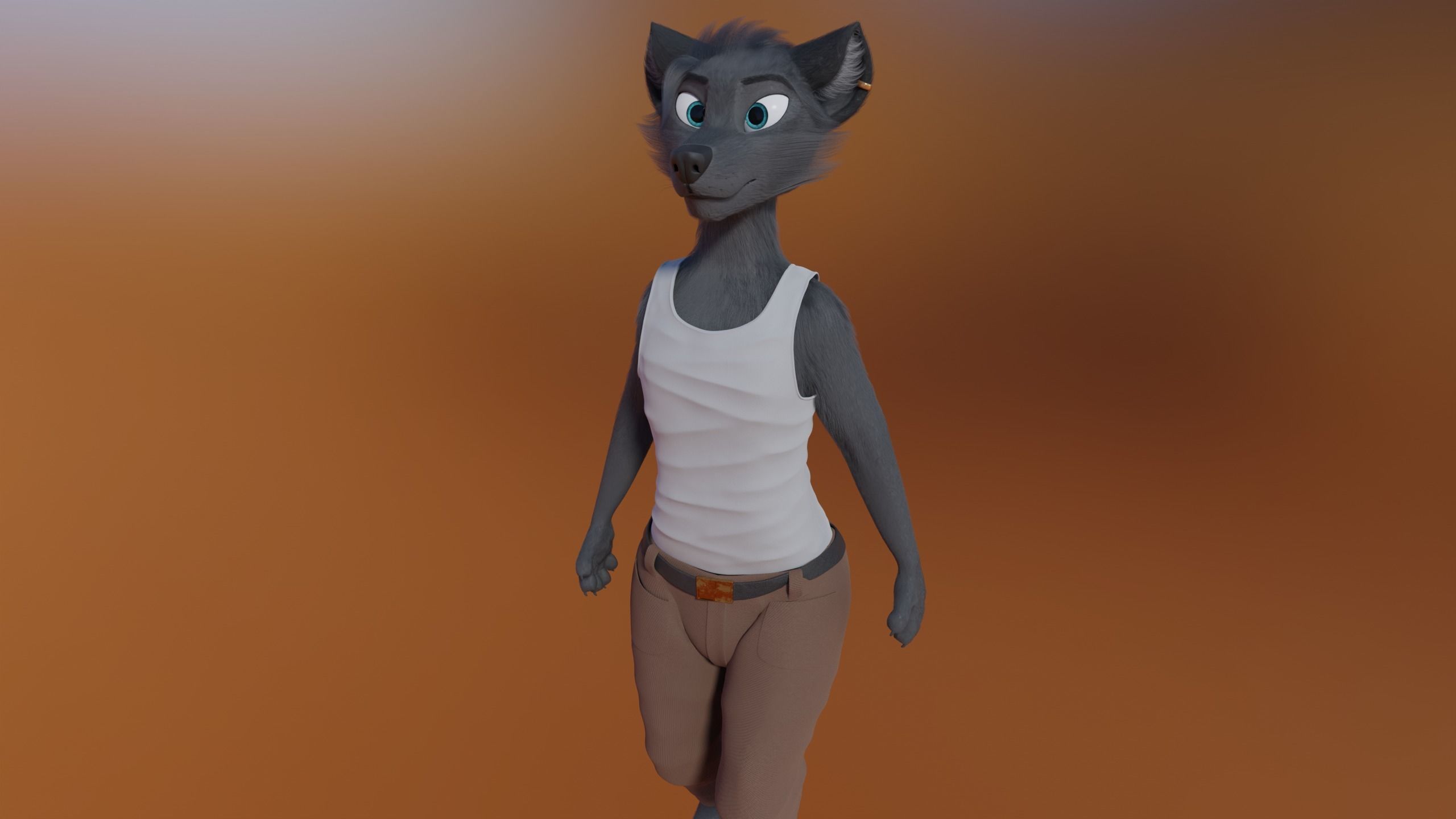 Fenrir Anthro Wolf 3D model_36