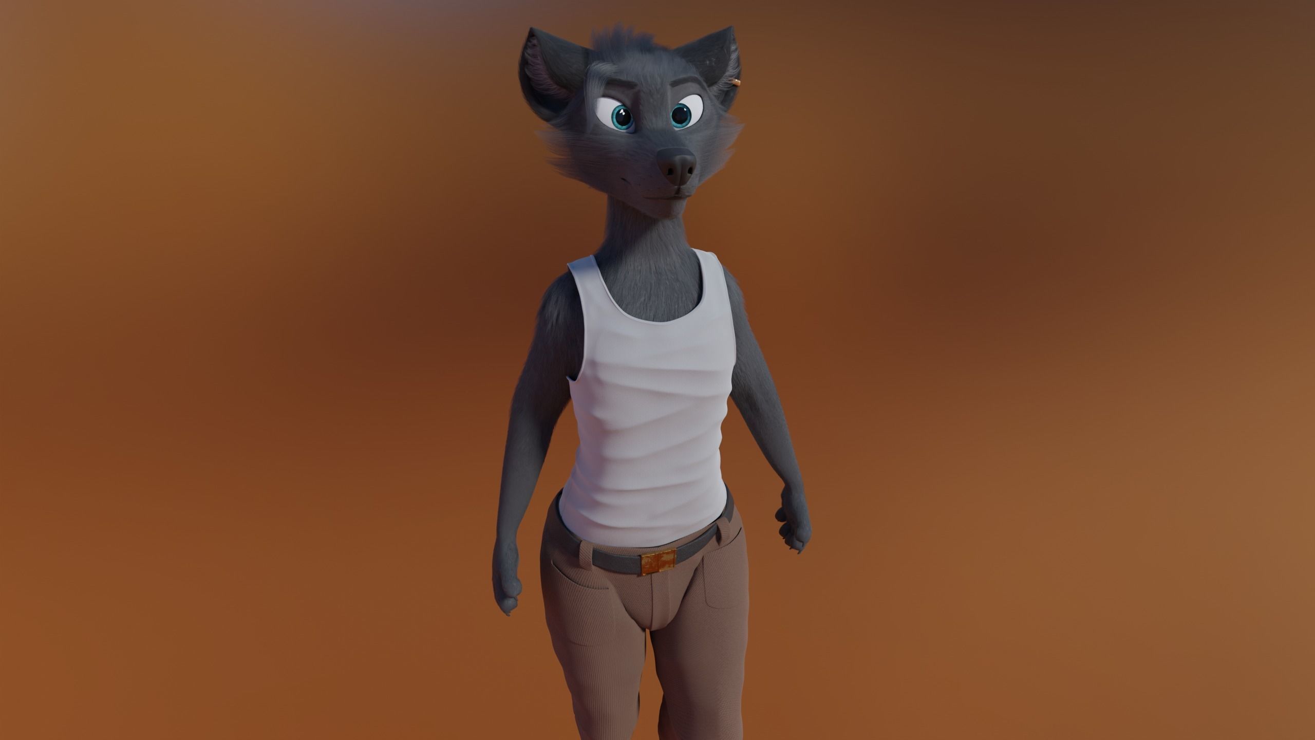 Fenrir Anthro Wolf 3D model_35