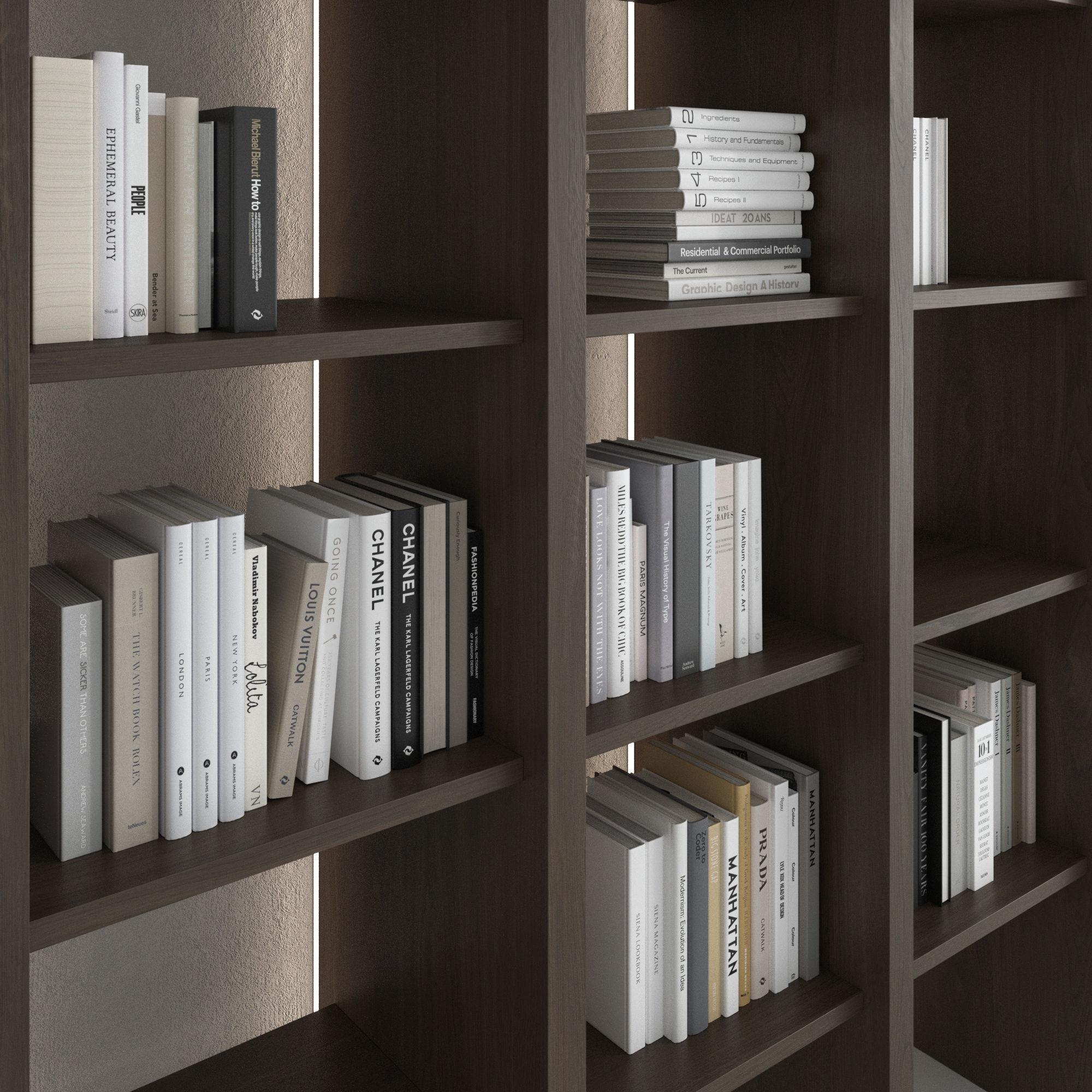 Bookcase set 03 3D model_1