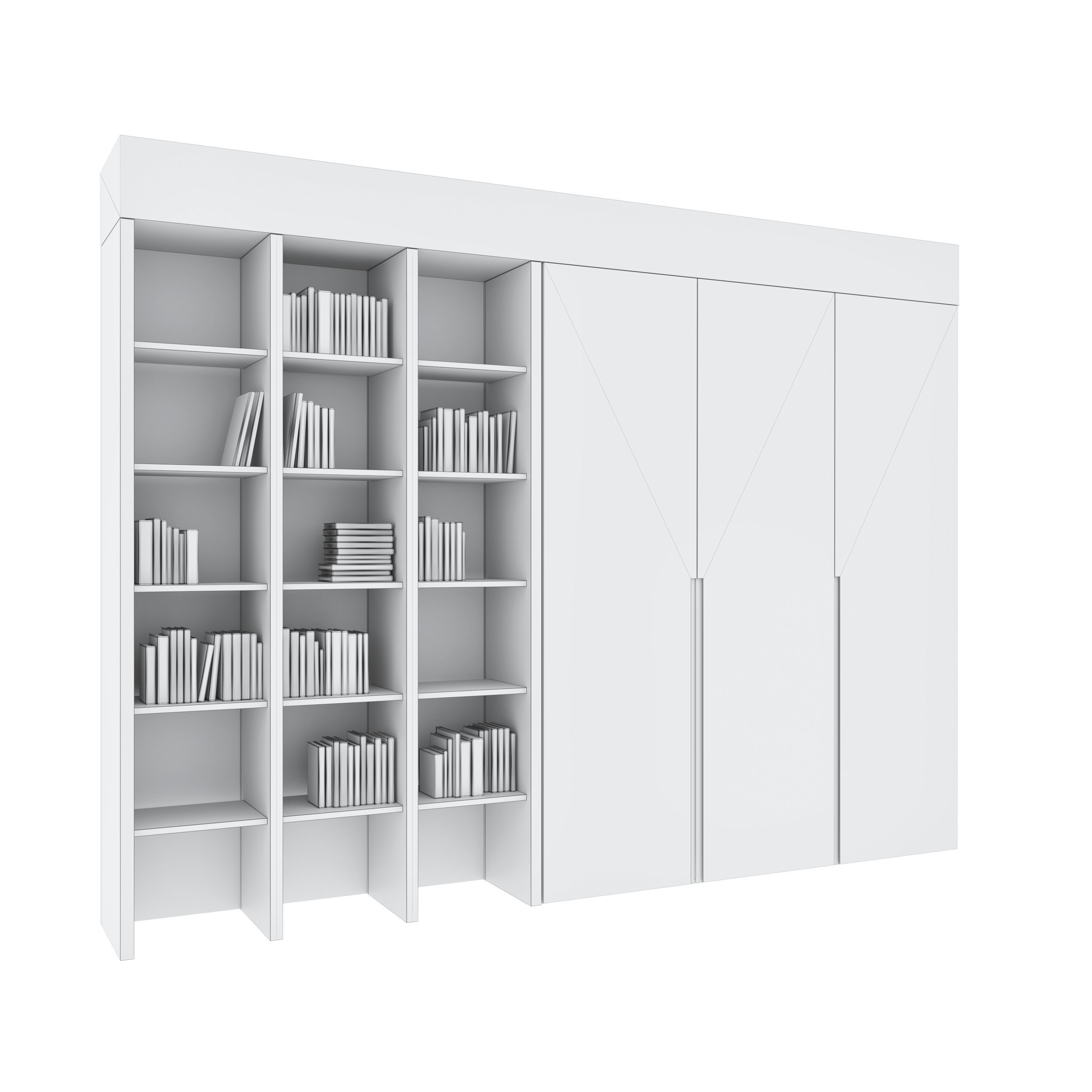 Bookcase set 03 3D model_6